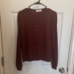 Zenana Outfitters Button-Front Cardigan in Wine